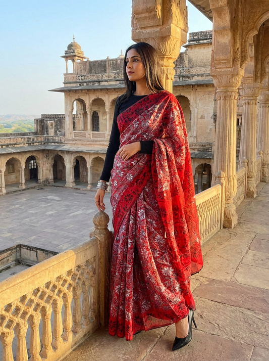 Screen Printed Sharee for Pohela Falgun